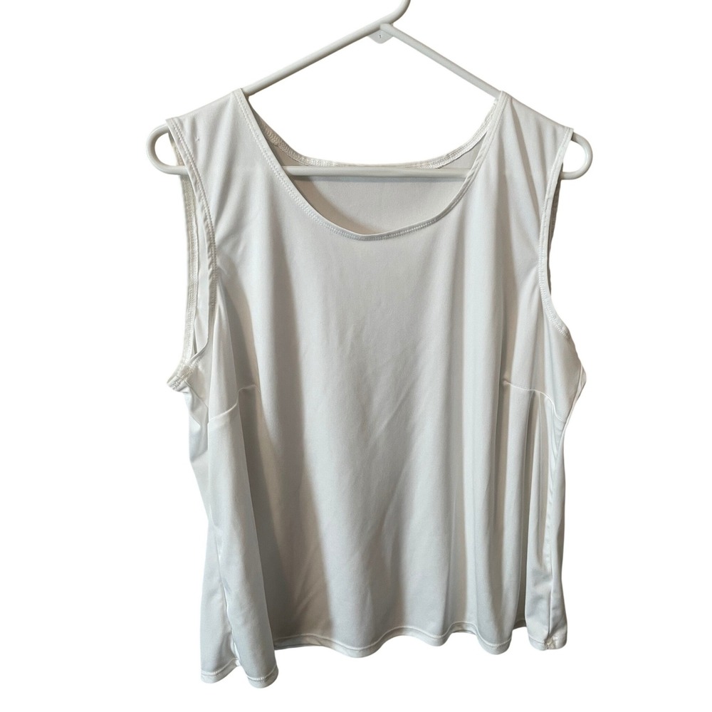 Unbranded Women White Scoop Neck Sleeveless Tank Top Shell Size XL